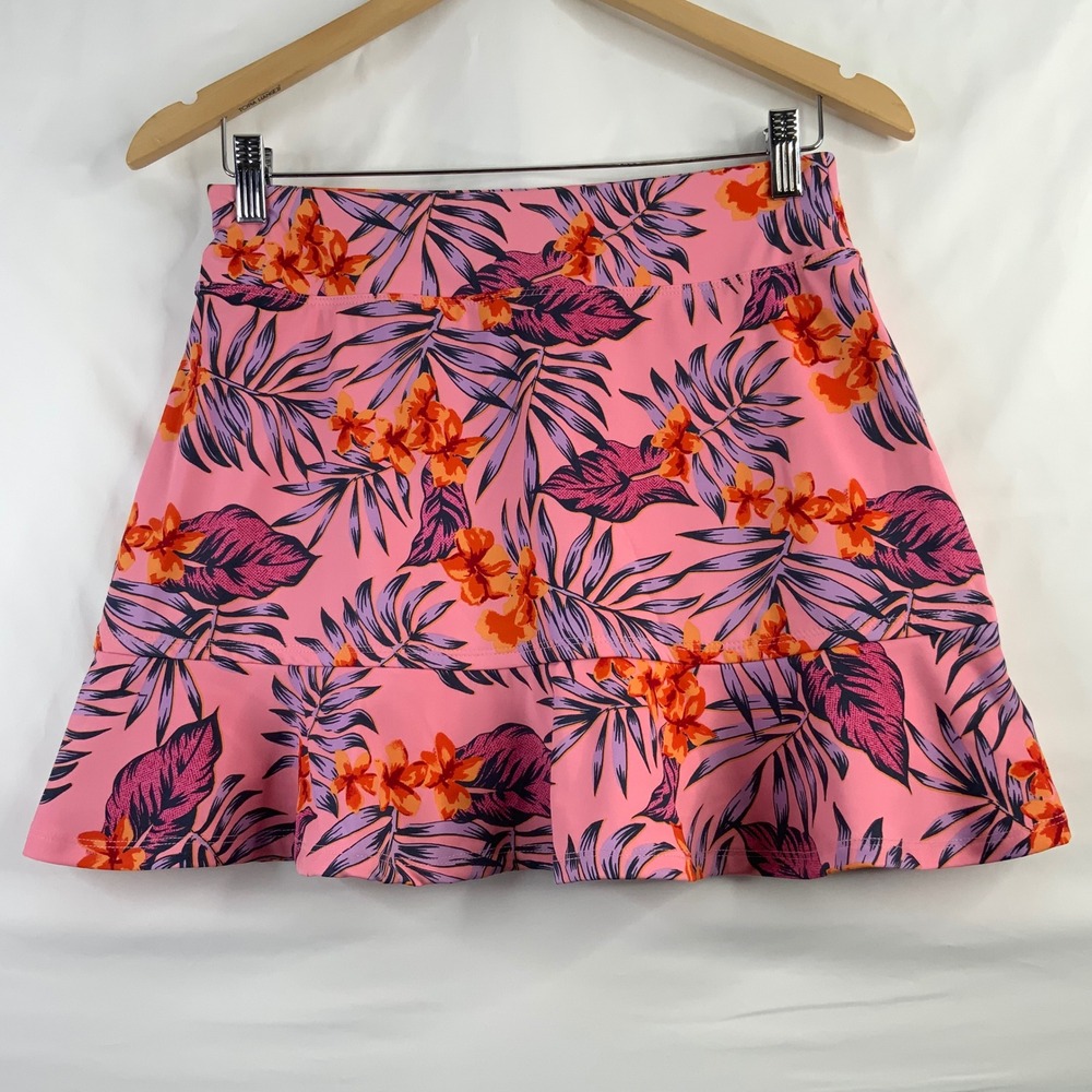 Tommy Bahama Golf Skort Womens Small Pink Tropical Floral Athletic Skirt Ruffle